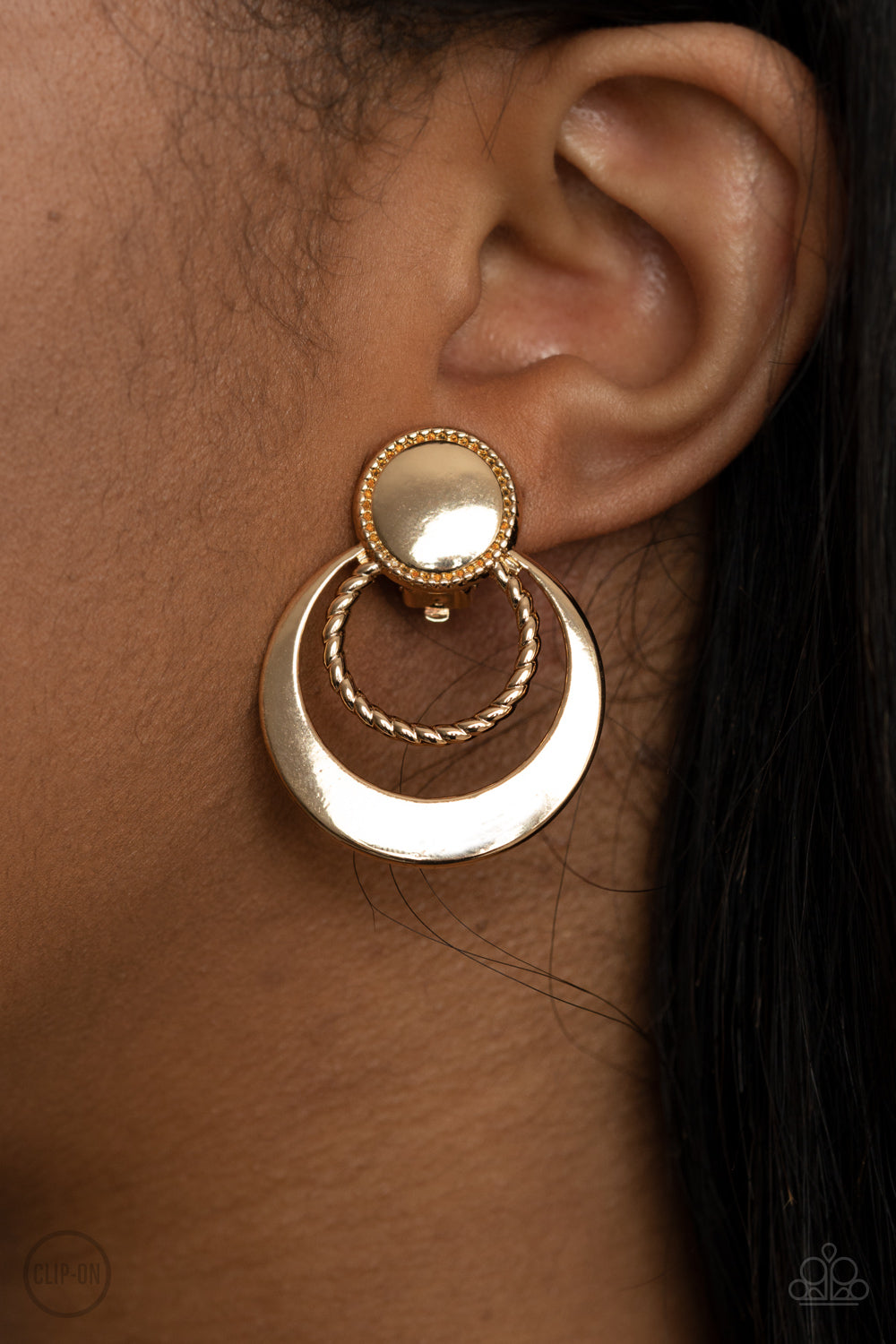 Paparazzi - Refined Ruffles - Gold Clip-On Earrings