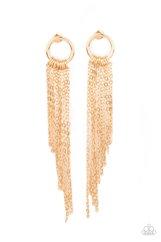 Paparazzi - Divinely Dipping - Gold Post Earrings