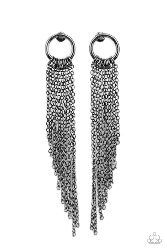 Paparazzi- Divinely Dipping - Black Earrings