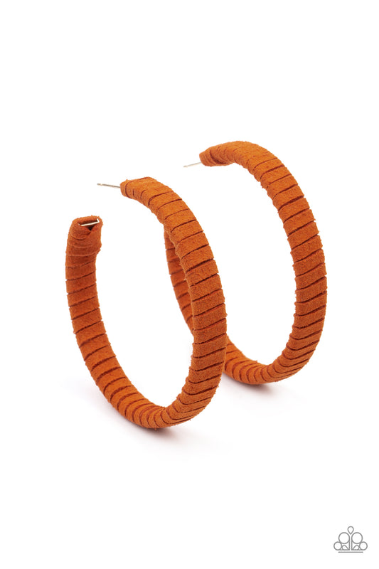 Paparazzi - Suede Parade - Orange Earrings