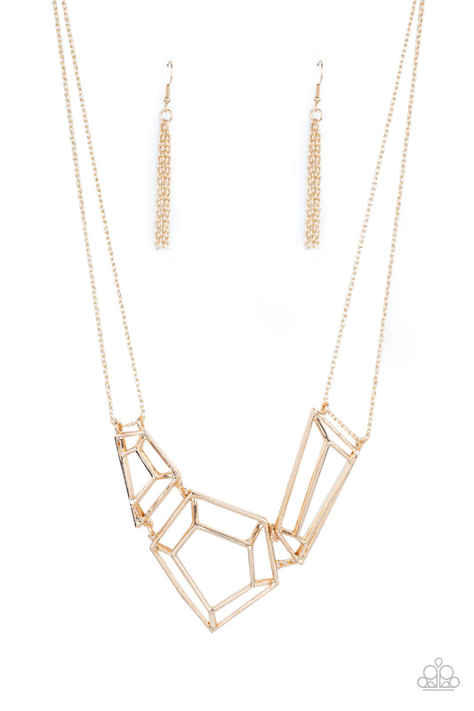 Paparazzi - 3-D Drama - Gold Necklace