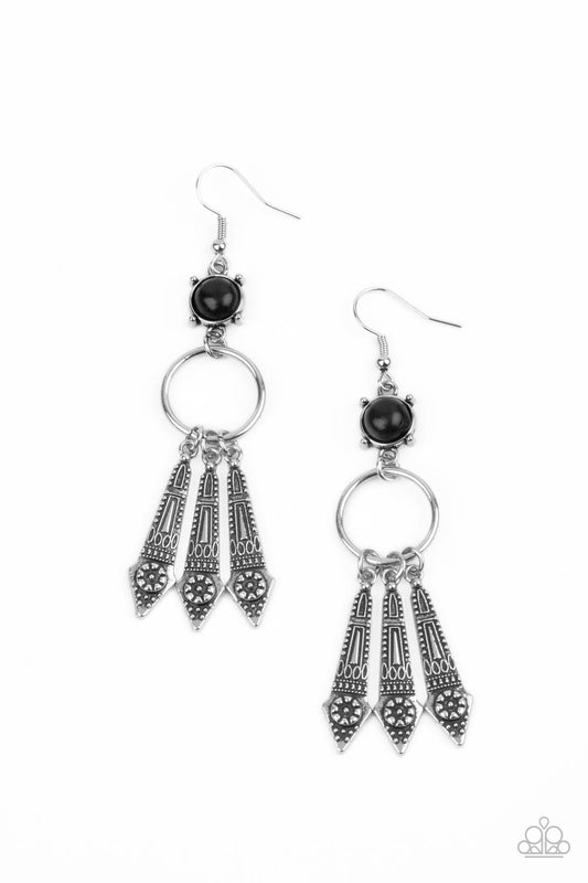 Paparazzi - Prana Paradise - Black Earrings
