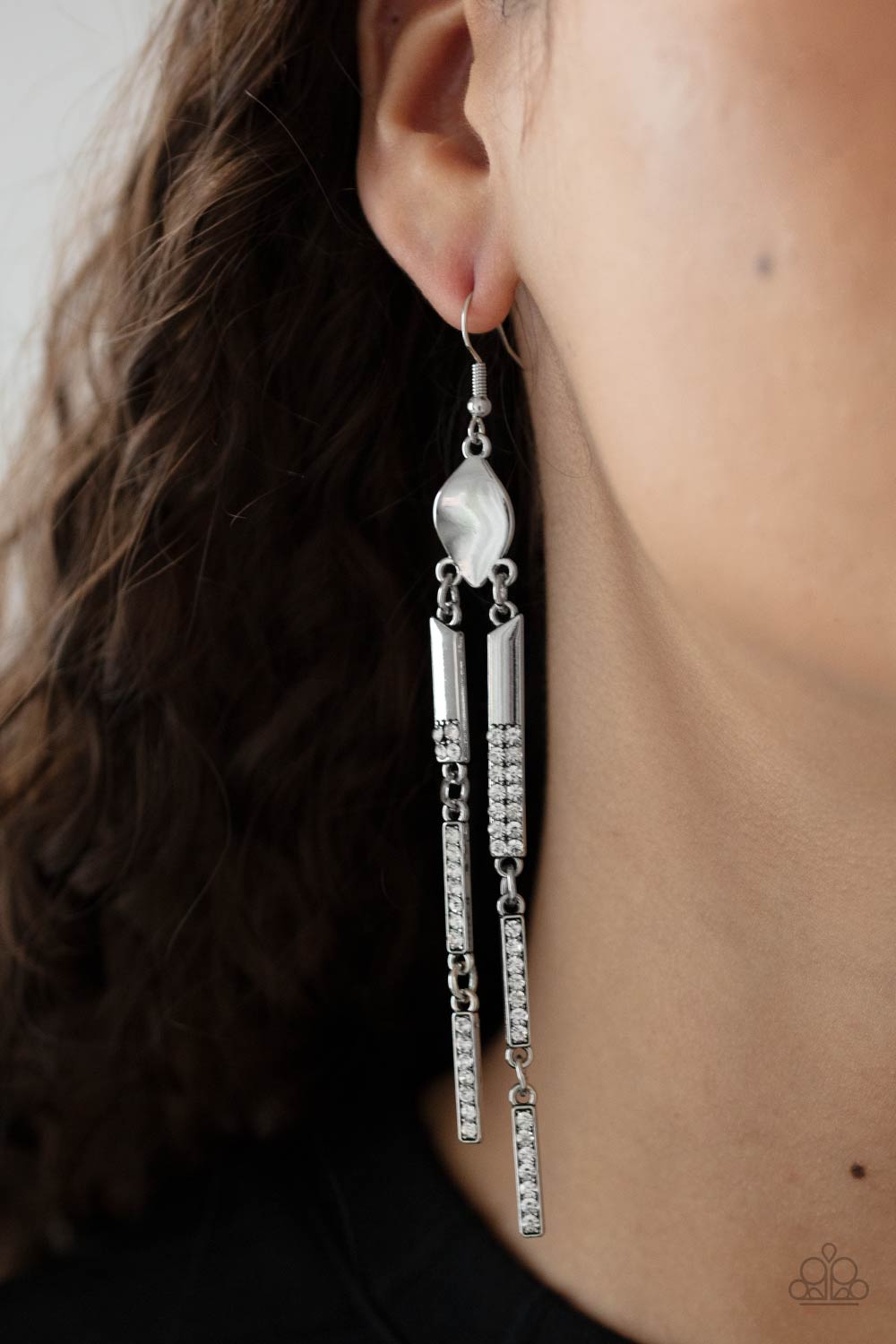Paparazzi - Defined Dazzle - White Earrings