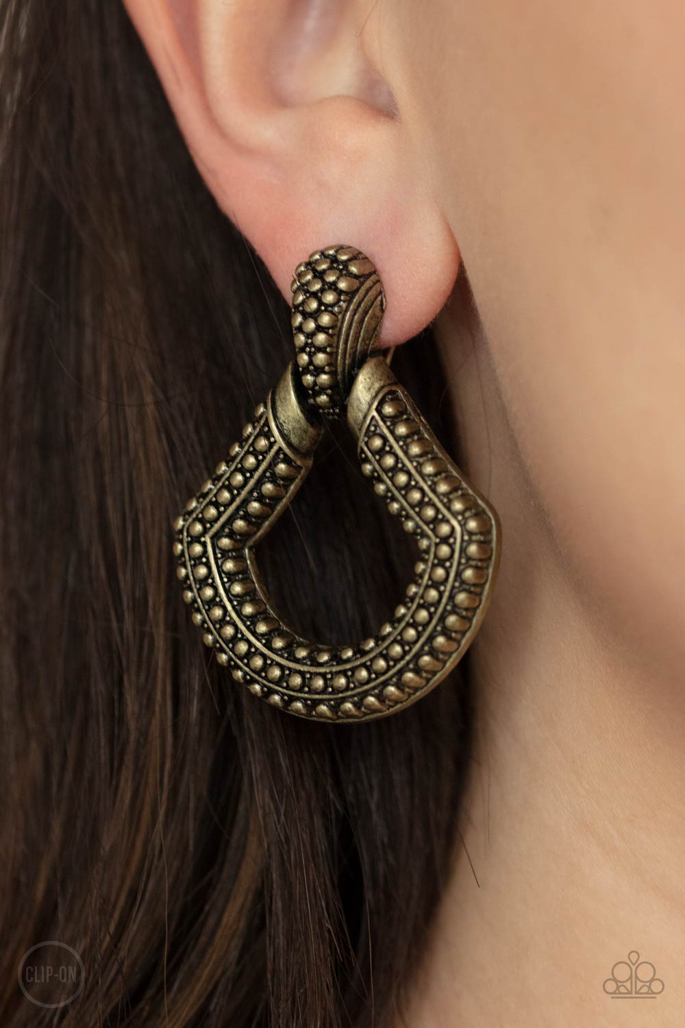 Paparazzi- Better Buckle Up - Brass Earrings