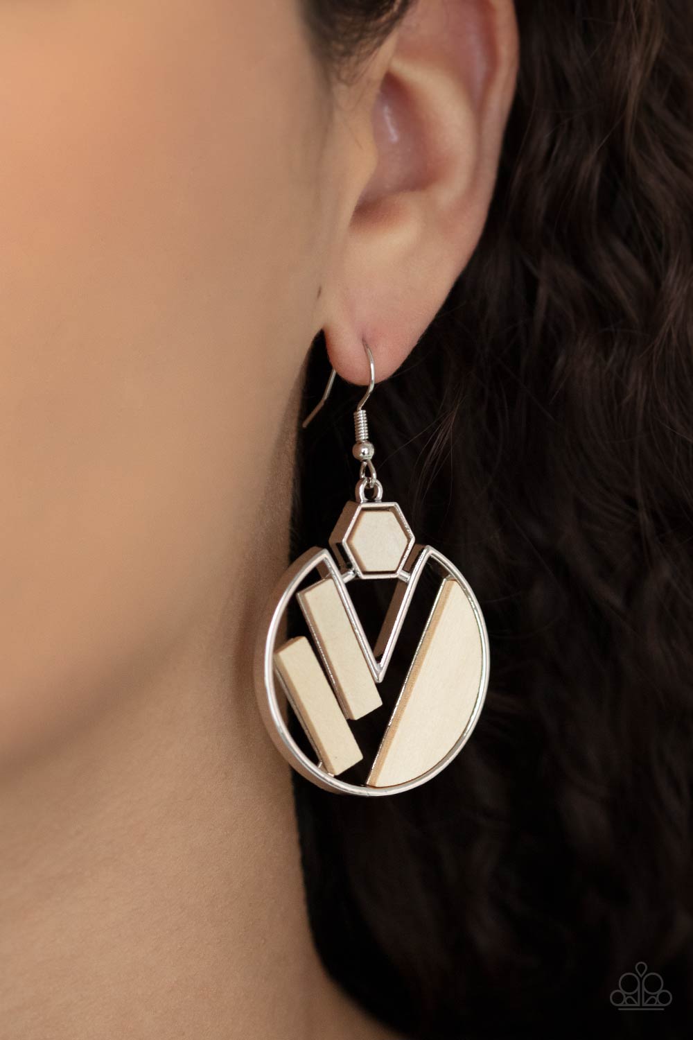 Paparazzi - Petrified Posh - White Earrings