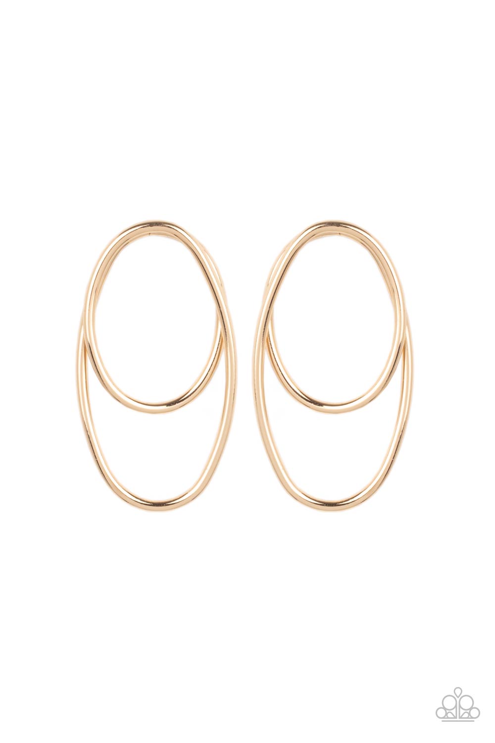 Paparazzi - So OVAL-Dramatic Gold Post Earrings