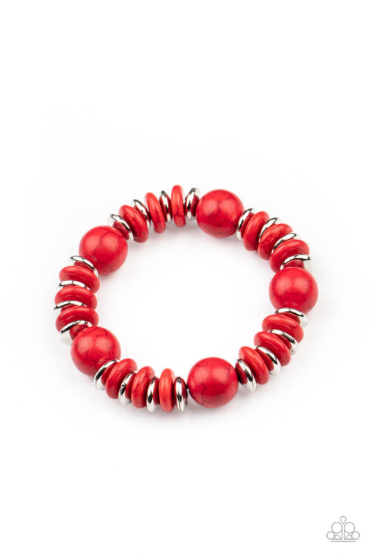 Paparazzi - Rustic Rival - Red Bracelet
