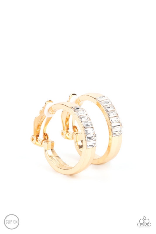 Paparazzi - Ready, Steady, GLOW - Gold Clip-On Earrings