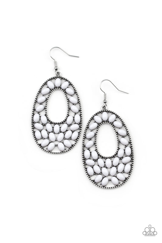 Paparazzi - Beaded Shores - White Earrings