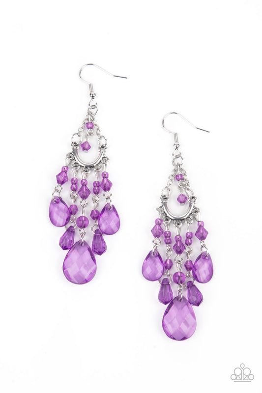 Paparazzi - Paid Vacation - Purple Earrings