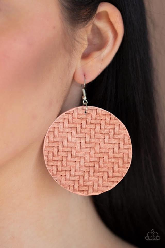 Paparazzi - Plaited Plains - Pink Earrings