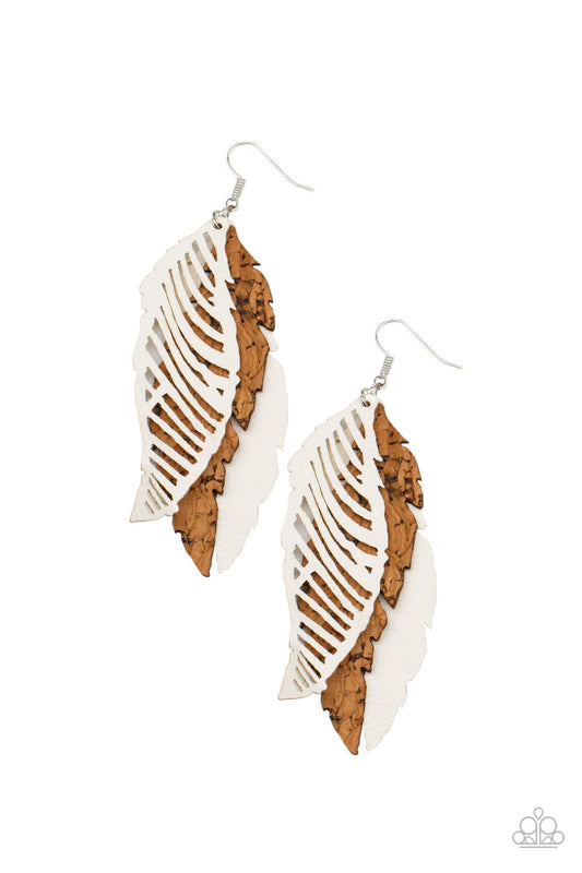 Paparazzi - WINGING Off The Hook - White Earrings