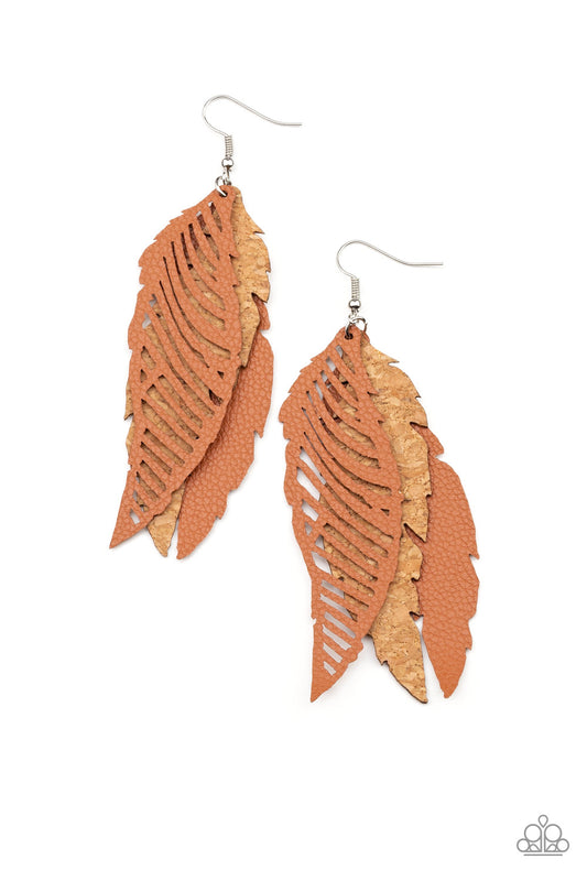 Paparazzi - WINGING Off The Hook - Brown Earrings