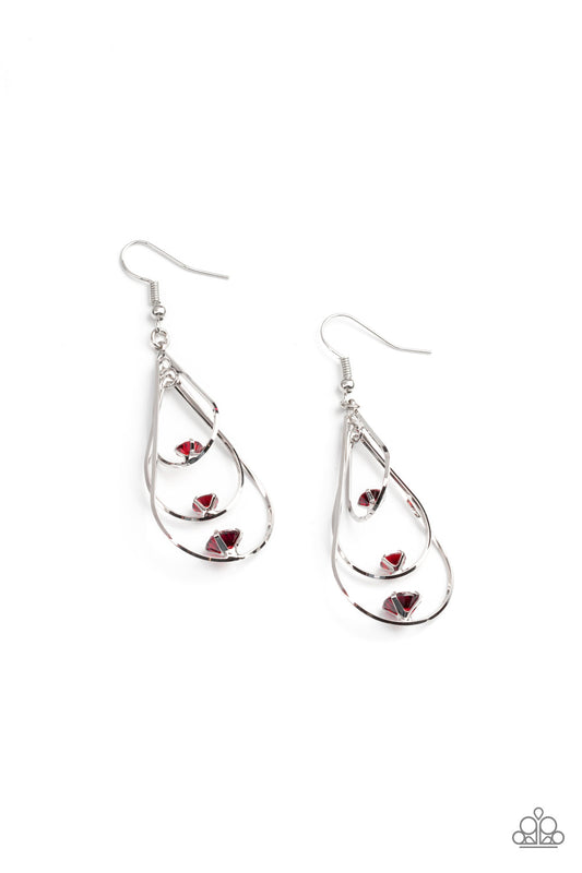 Paparazzi  - Drop Down Dazzle - Red Earrings