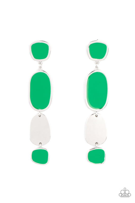 Paparazzi - All Out Allure - Green Earrings