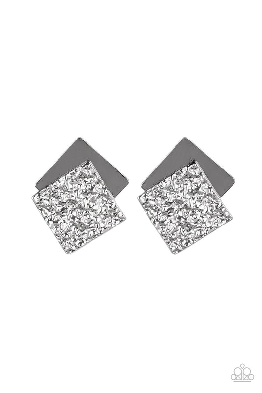 Paparazzi- Square With Style - Black Post Earrings