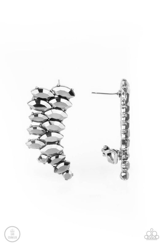 Paparazzi - Explosive Elegance - Silver Post Ear Crawler Earrings