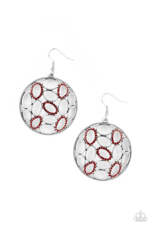 Paparazzi- Watch OVAL Me - Red Earrings