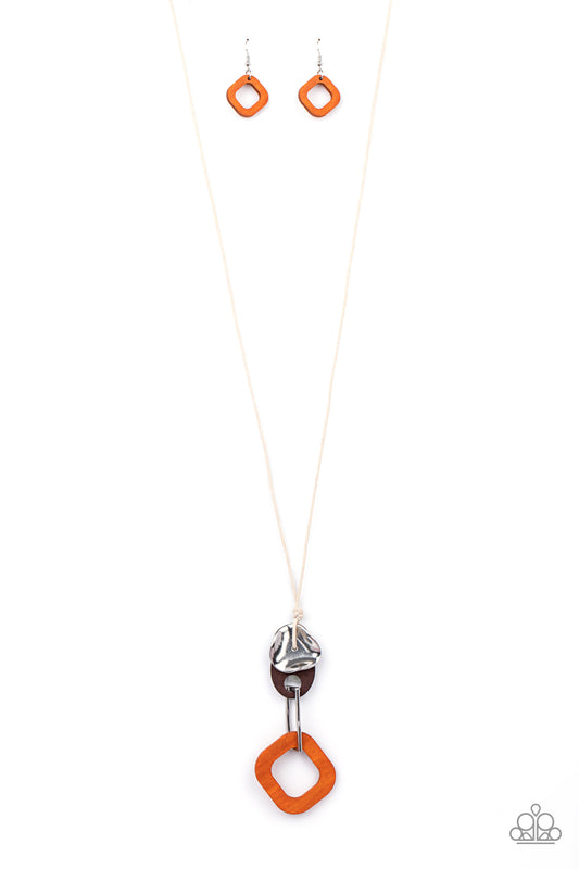 Paparazzi - Top Of The WOOD Chain - Orange Necklace