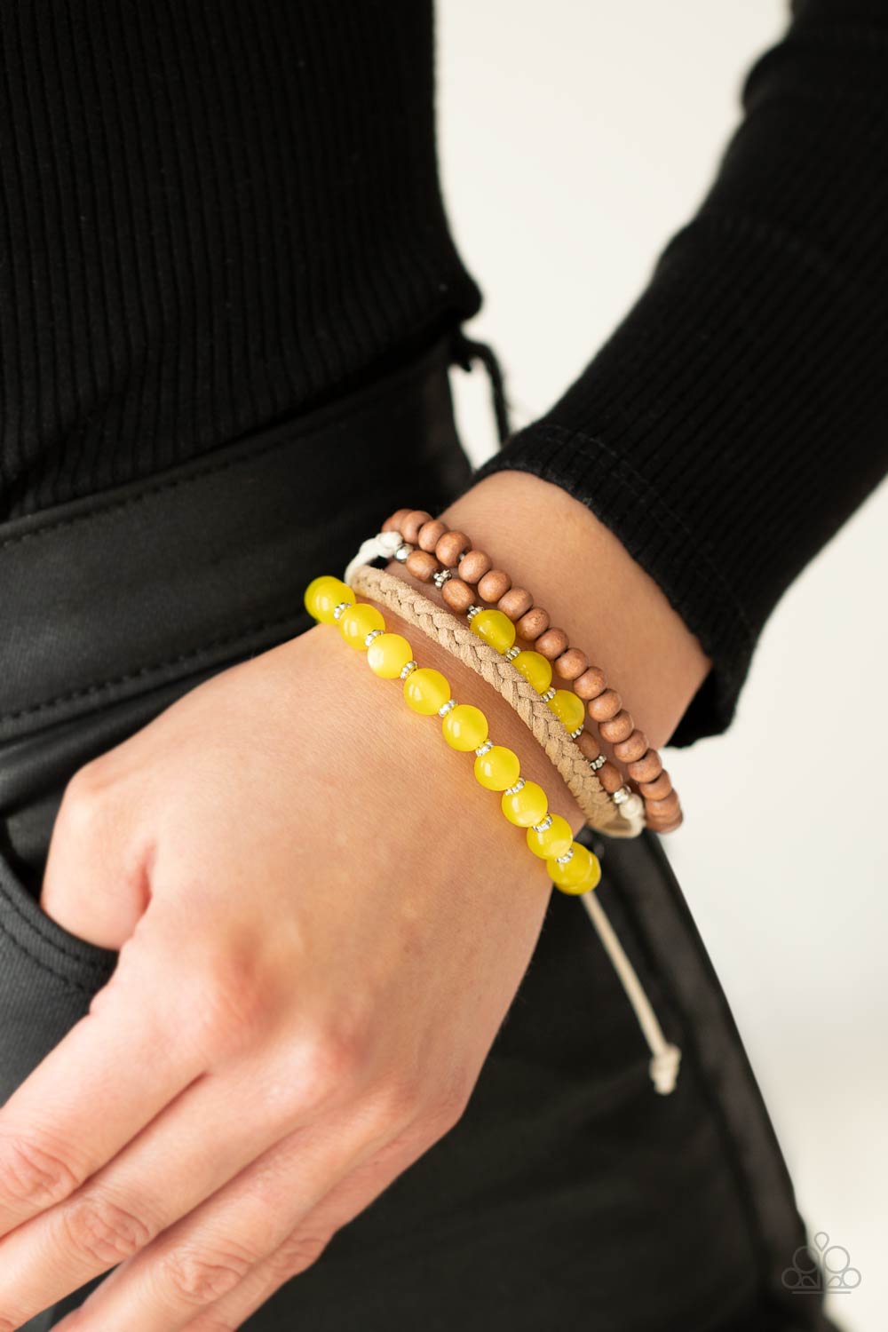 Paparazzi - Down HOMESPUN - Yellow Urban Bracelet