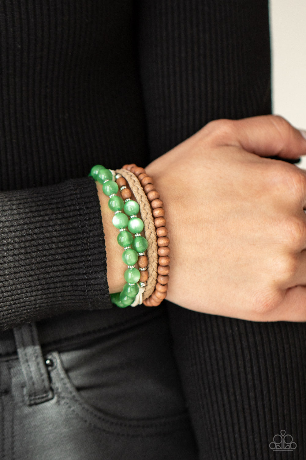 Paparazzi - Down HOMESPUN - Green Urban Bracelet
