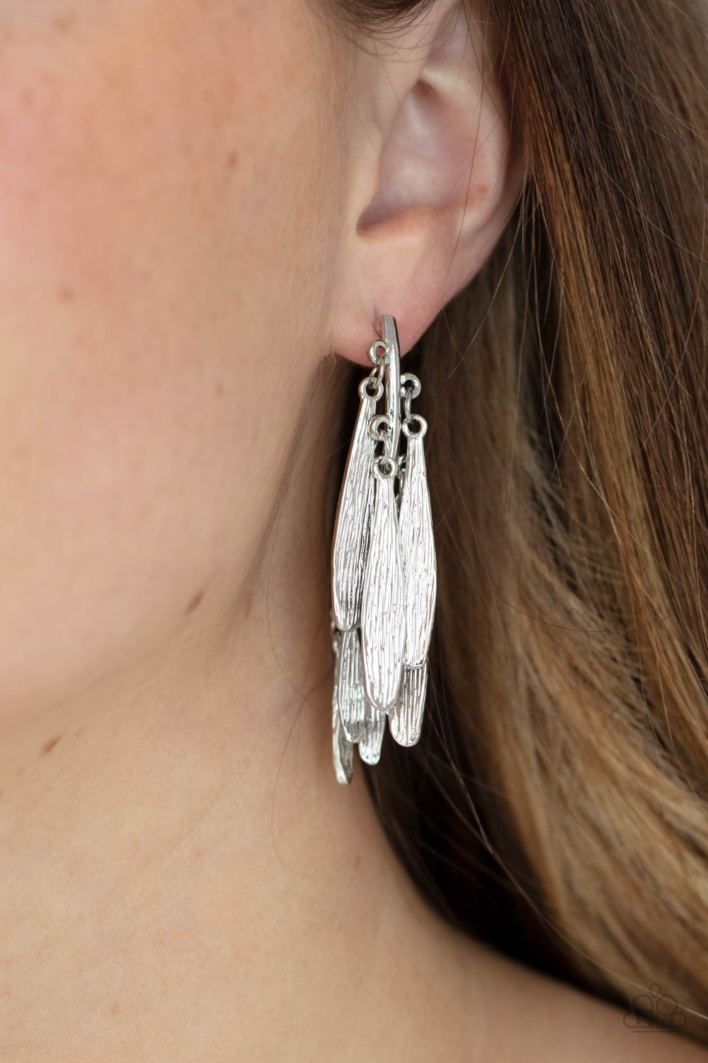 Paparazzi - Pursuing The Plumes - Silver Earrings