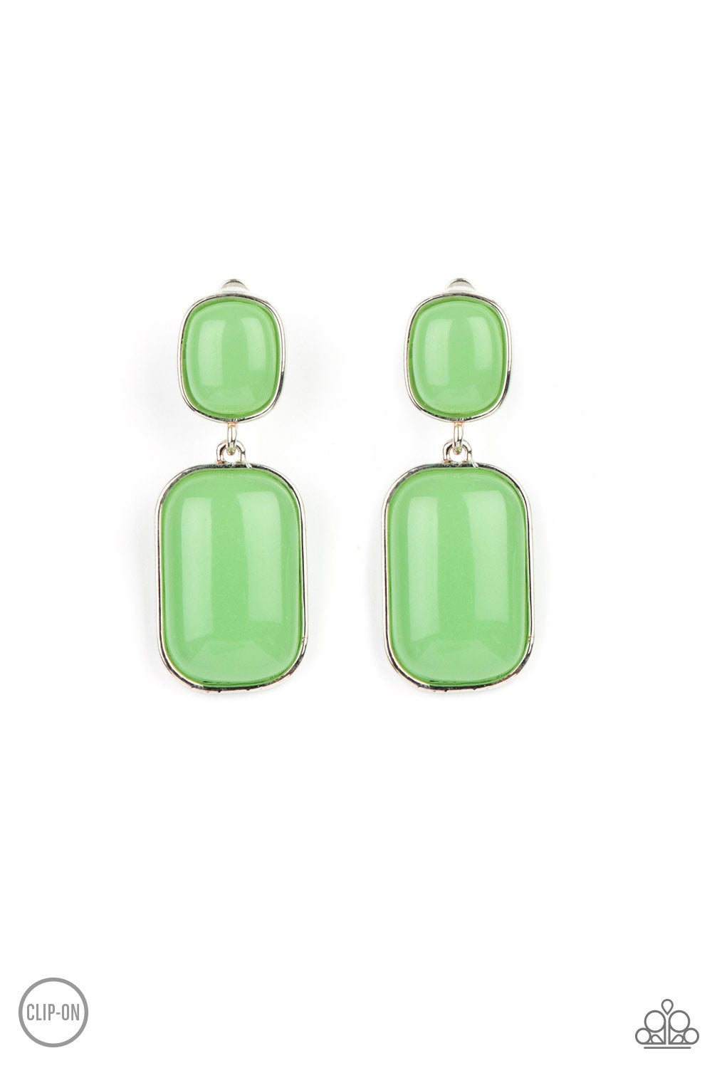 Paparazzi - Meet Me At The Plaza - Green Clip-On Earrings