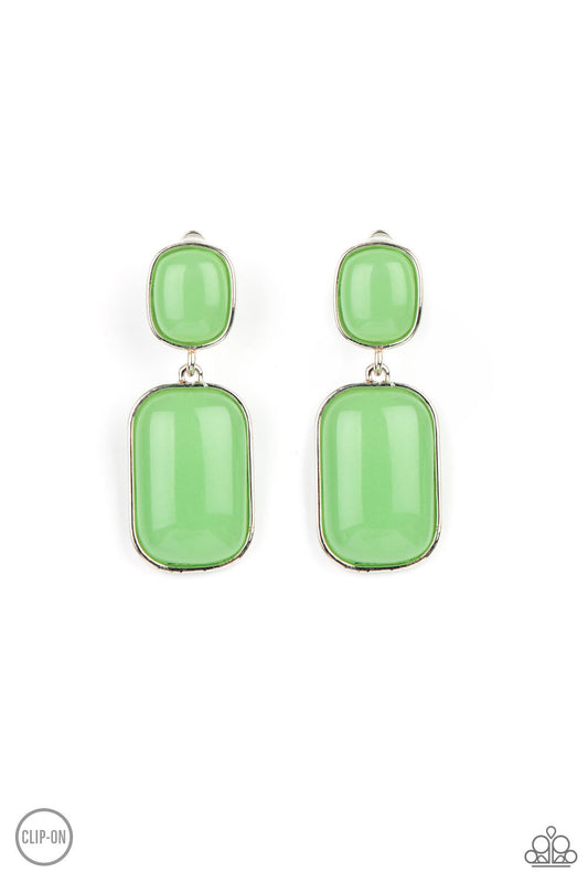 Paparazzi - Meet Me At The Plaza - Green Clip-On Earrings