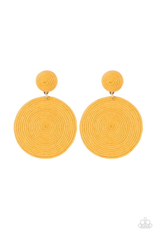 Paparazzi - Circulate The Room - Yellow Earrings