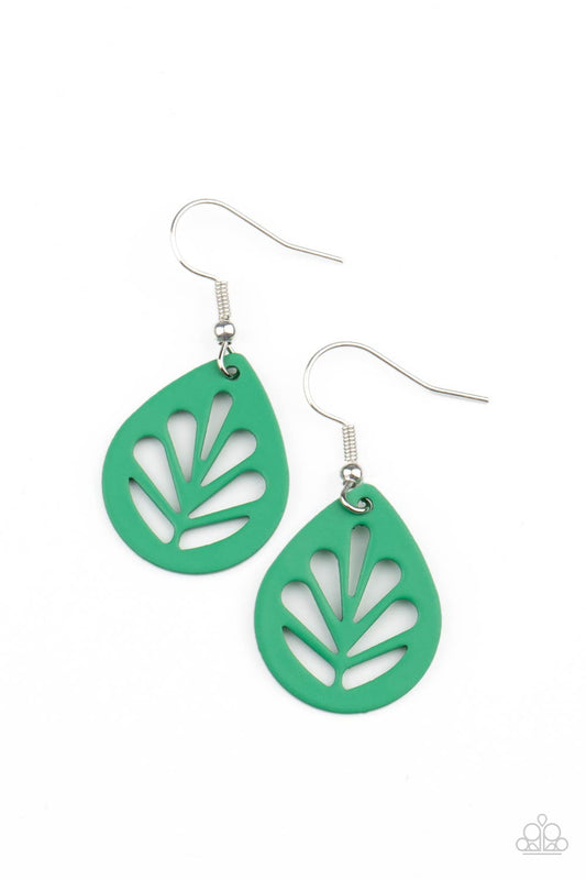 Paparazzi - LEAF Yourself Wide Open - Green Earrings