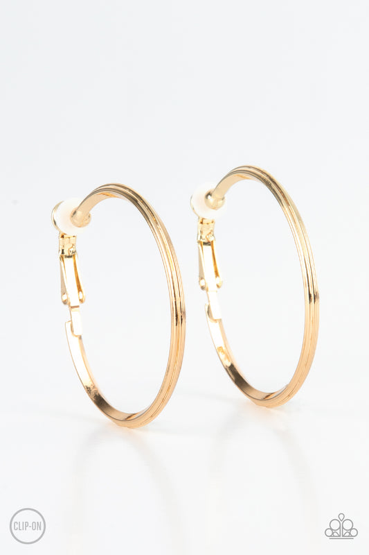 Paparazzi - City Classic - Gold Clip-On Earrings