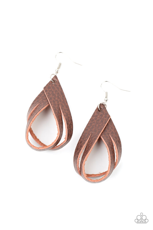 Paparazzi - That's A STRAP - Brown Earrings