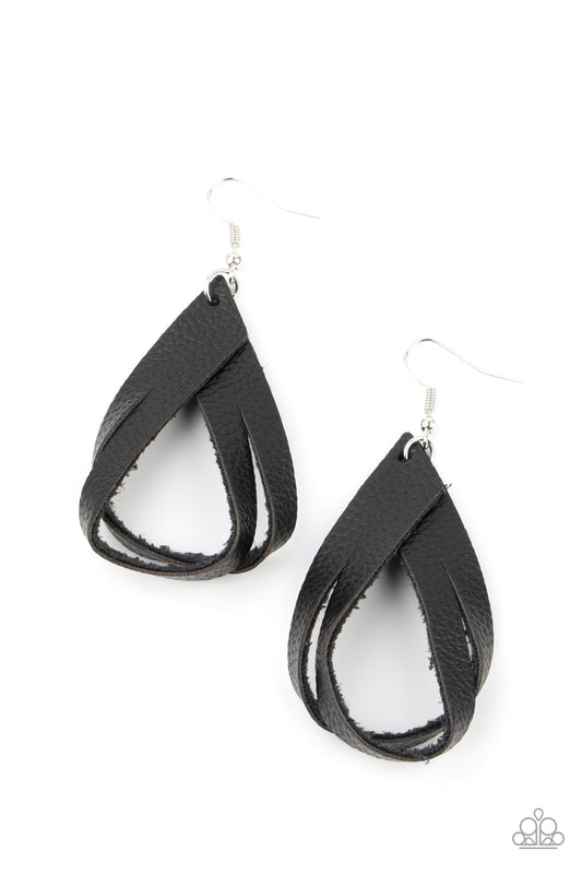 Paparazzi - That's A STRAP - Black Earrings