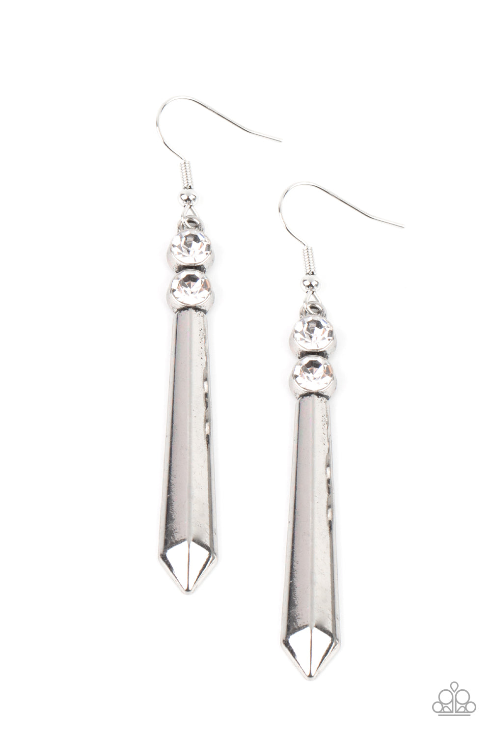Paparazzi - Sparkle Stream - White Earrings