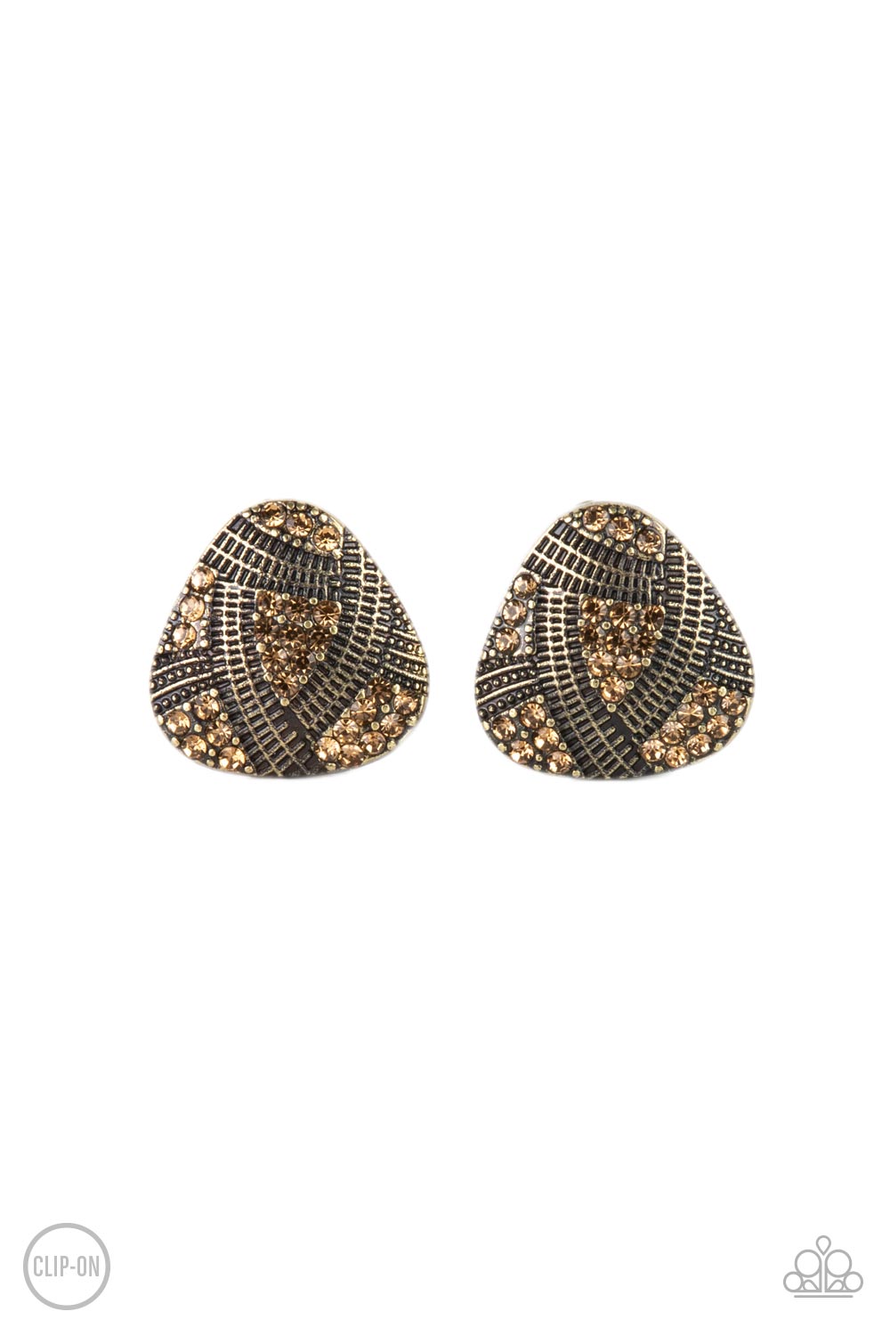 Paparazzi - Gorgeously Galleria - Brass Clip-On Earrings