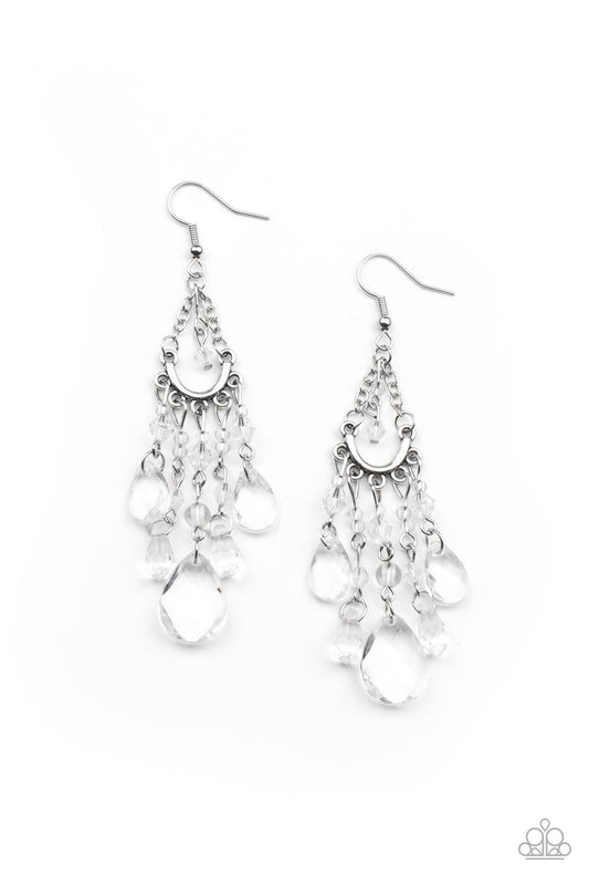 Paparazzi - Paid Vacation - White Earrings