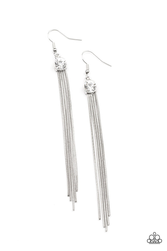 Paparazzi - Always In Motion - White Earrings