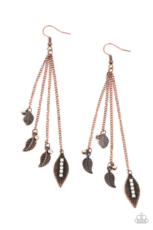Paparazzi - Chiming Leaflets - Copper Earrings