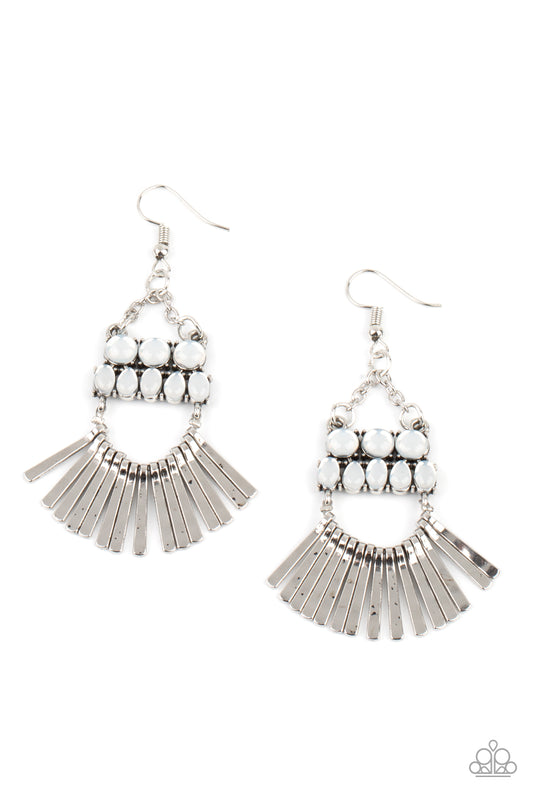 Paparazzi - A FLARE For Fierceness - White Earrings