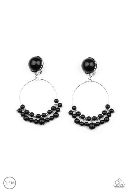 Paparazzi - Cabaret Charm - Black Clip-On Earrings