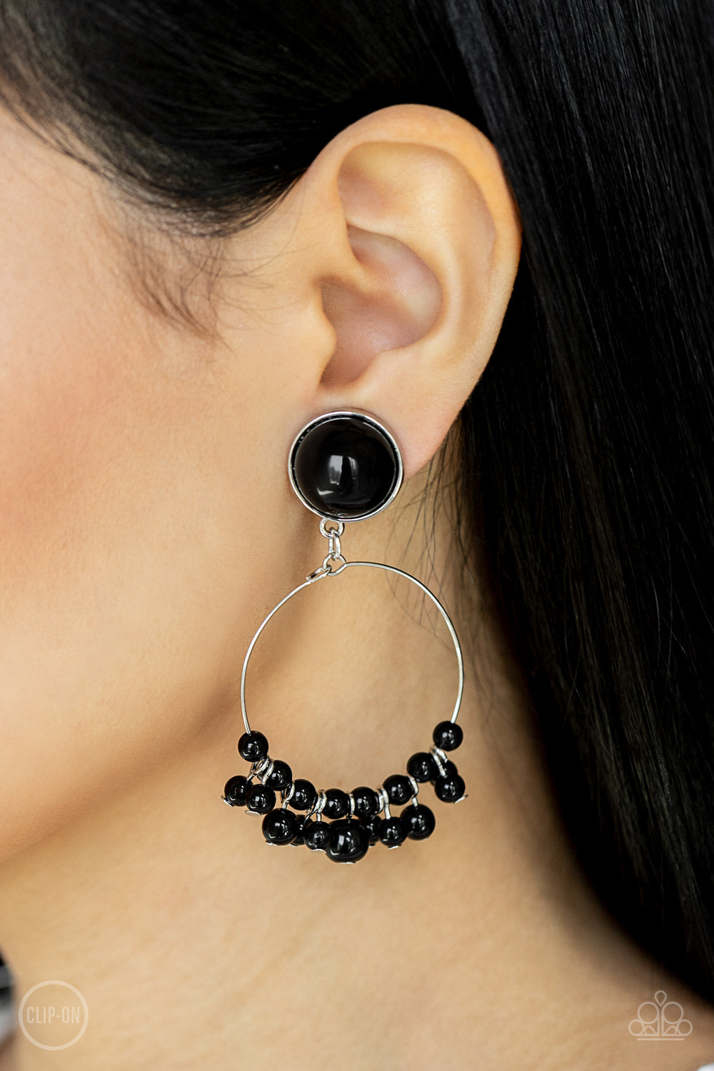 Paparazzi - Cabaret Charm - Black Clip-On Earrings