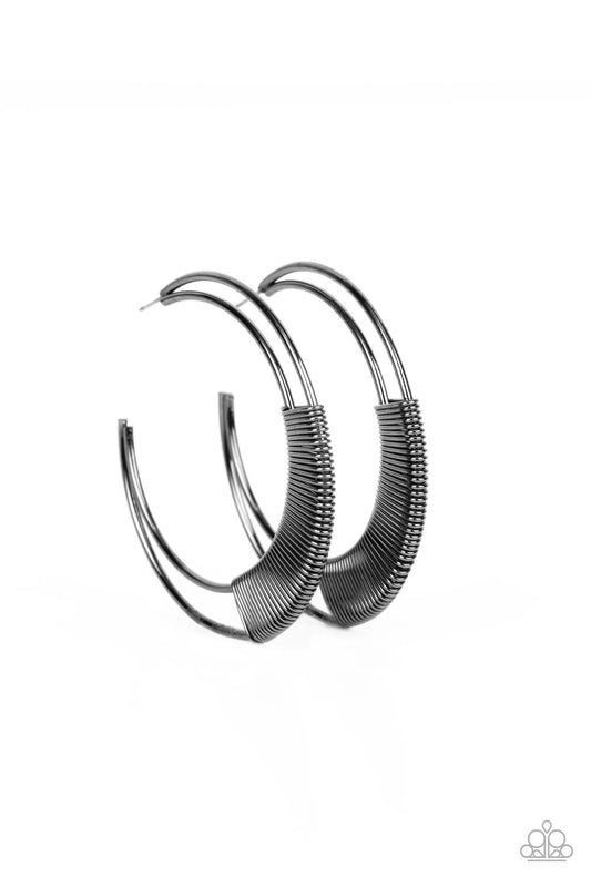 Paparazzi - Artisan Attitude - Black Hoop Earrings