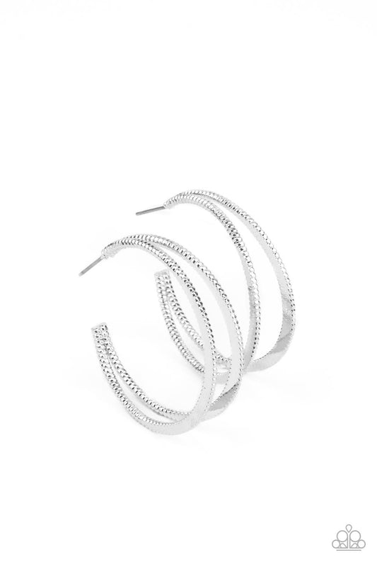 Paparazzi - Rustic Curves - Silver Hoop Earrings