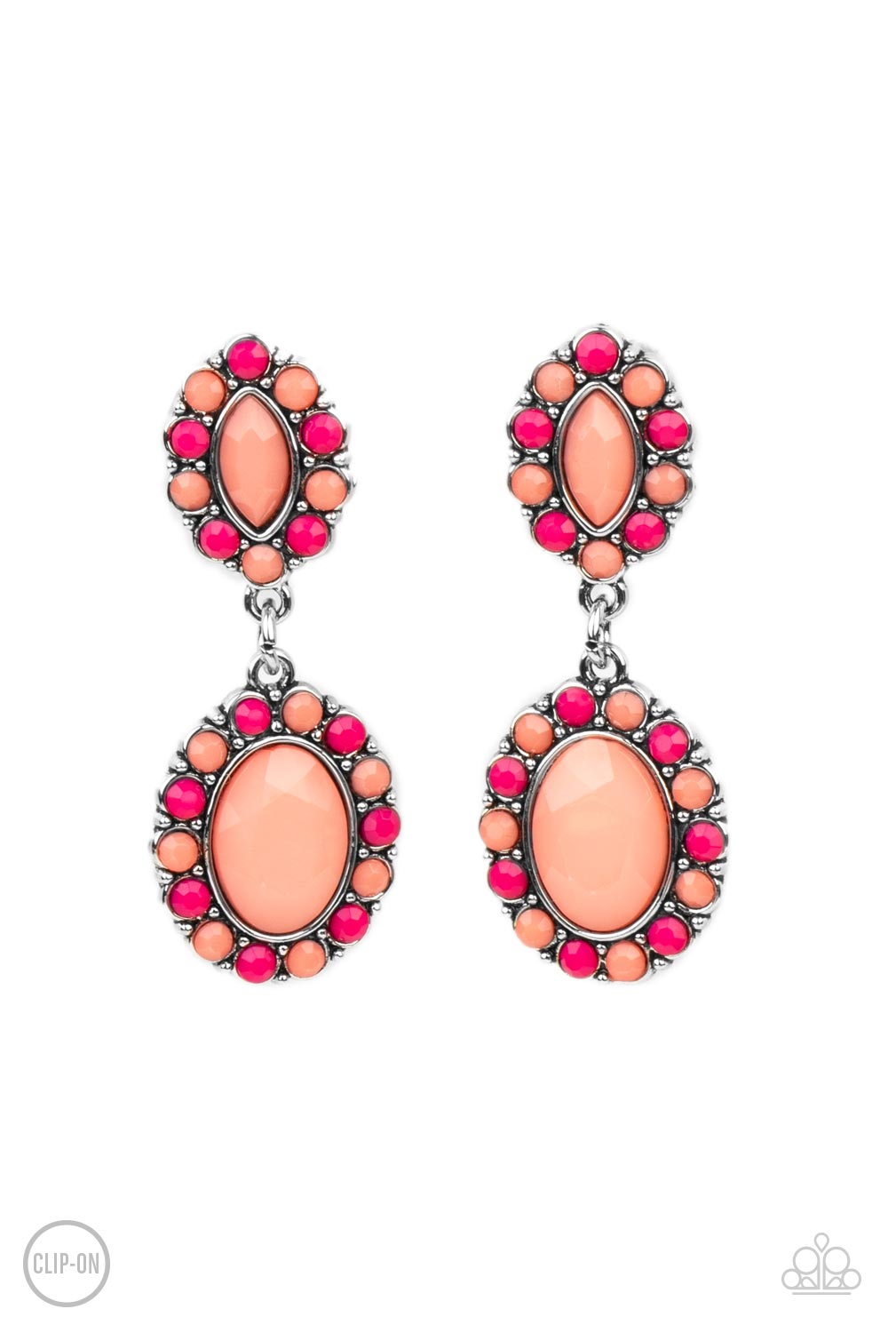 Paparazzi - Positively Pampered - Orange Clip-On Earrings