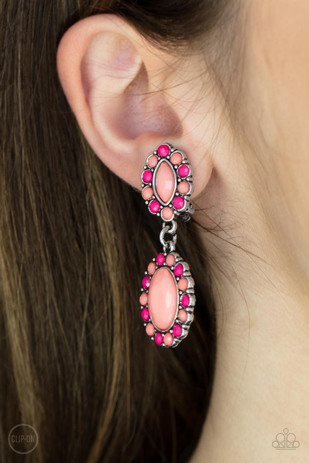 Paparazzi - Positively Pampered - Orange Clip-On Earrings