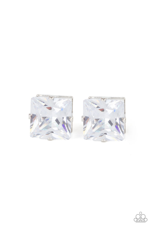 Paparazzi - Times Square Timeless - White Post Earrings