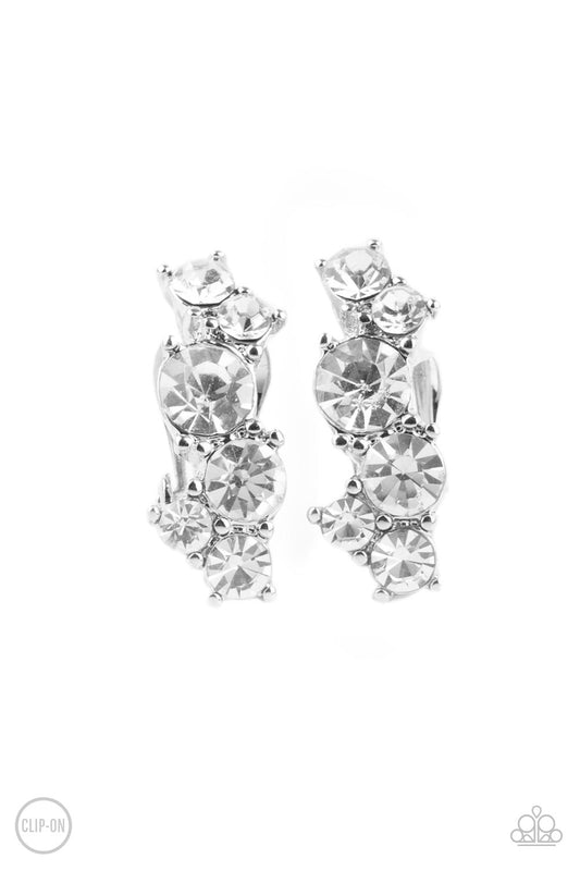 Paparazzi - Cosmic Celebration - White Clip-On Earrings