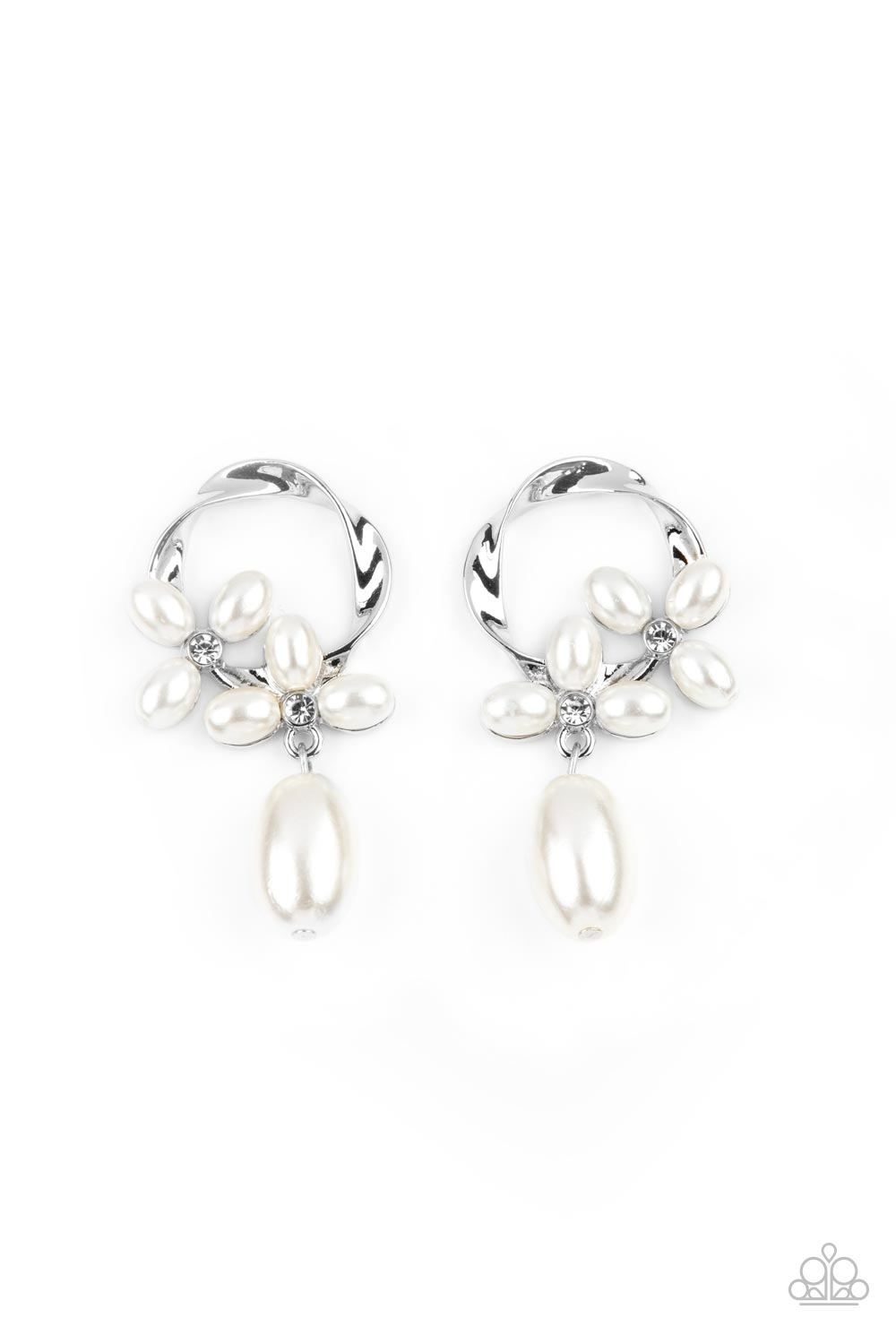 Paparazzi - Elegant Expo - White Post Earrings