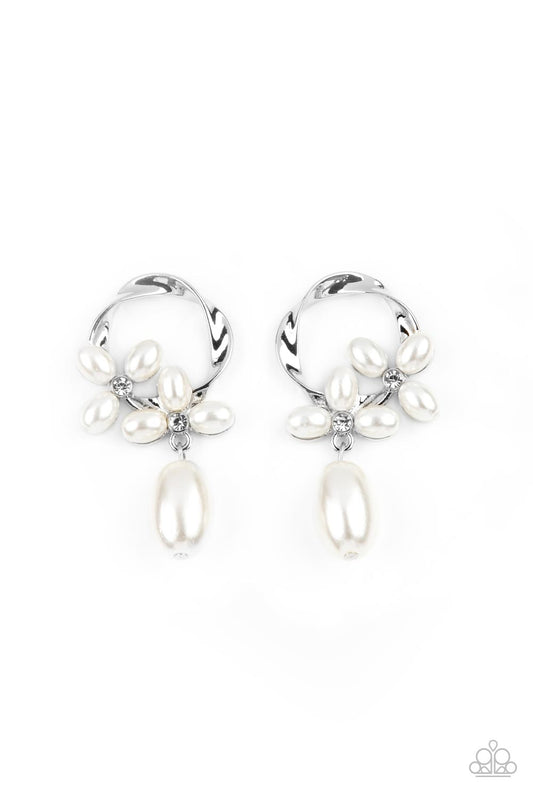 Paparazzi - Elegant Expo - White Post Earrings