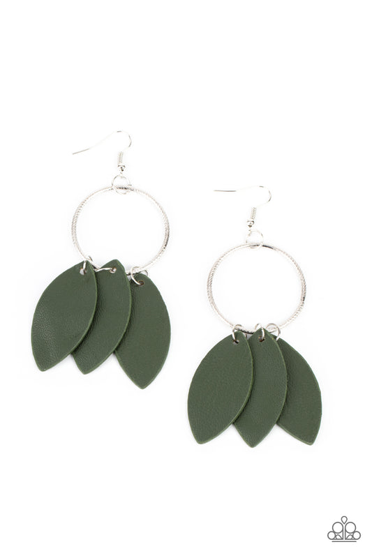 Paparazzi - Leafy Laguna - Green Earrings